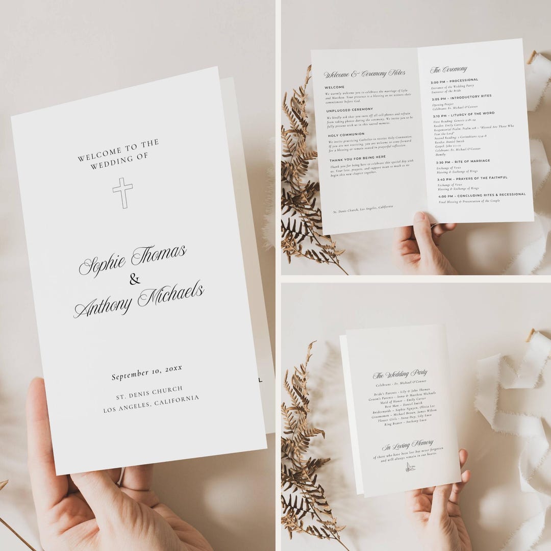 Catholic Mass Wedding Program, Christian Wedding Program Template ...
