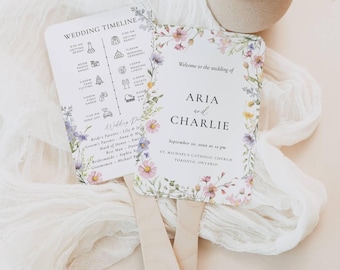 Wedding Program Fan Canva, Infographic Wedding Timeline Template, Printable Order of Events Card, Ceremony Itinerary Paddle