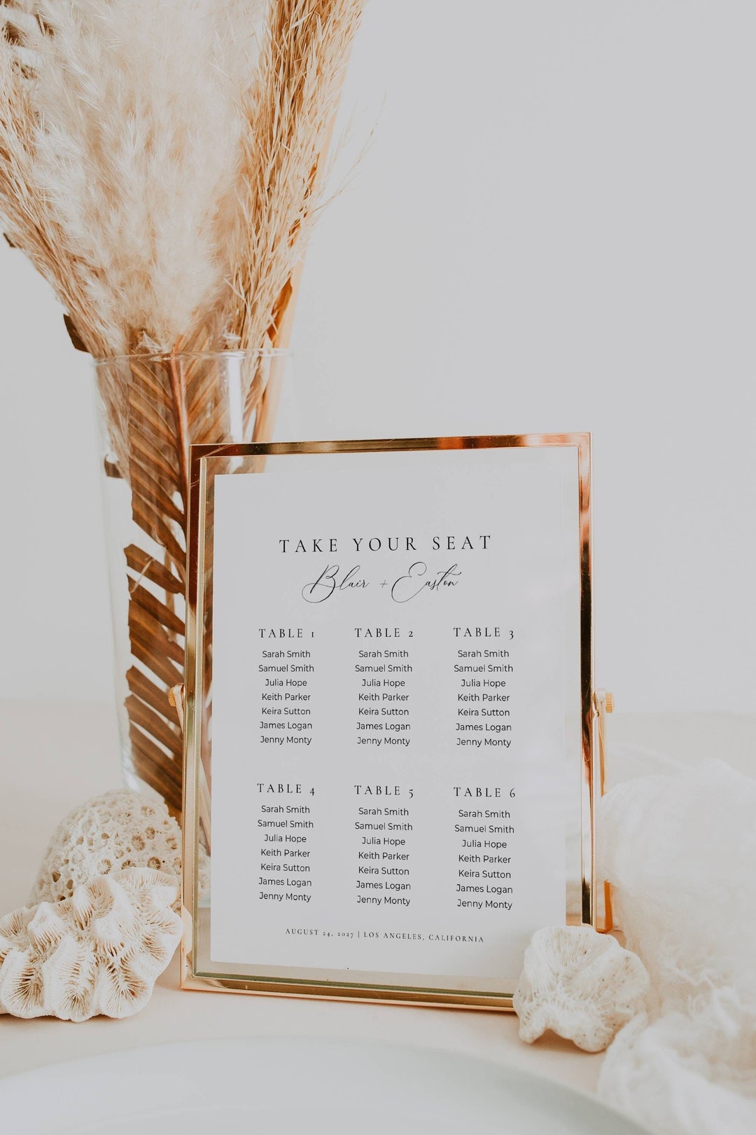 Small Wedding Seating Plan Template Portrait, Intimate Reception