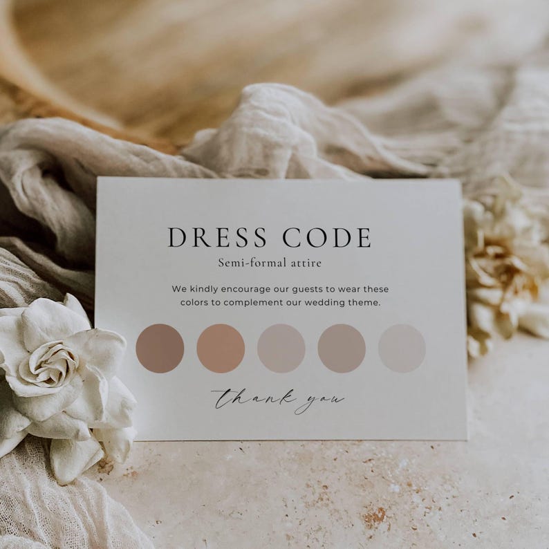 Wedding Attire Canva Template, Guest Dress Code Request Card, Modern ...