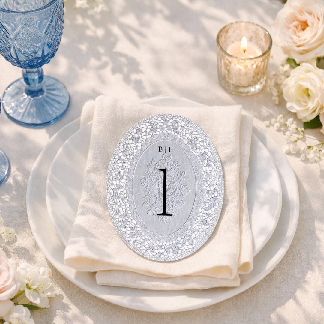 Unique Lace Table Numbers Lace Table Numbers Wedding, Oval Table Number Card Template, Vintage ...