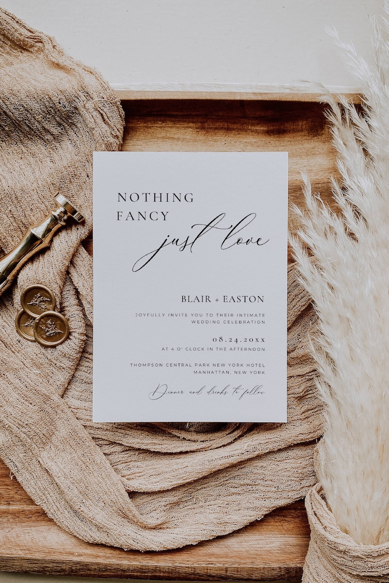 Intimate Wedding Invitation Template, Modern Intimate Ceremony Invite, Micro Wedding Invitation, Nothing Fancy Just Love, Boho Editable AT10 image 2