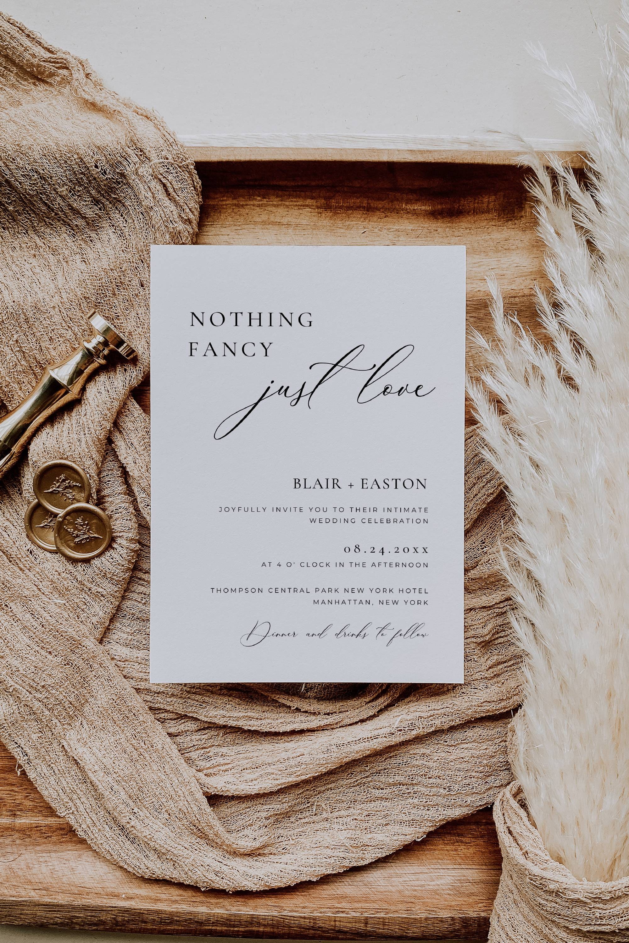 Nothing Fancy Just Love, Courthouse Wedding Downloadable Invitation,  Intimate Wedding Invitation Template, Elegant Micro Ceremony Card AT10 -  Etsy, image size:2000x3000