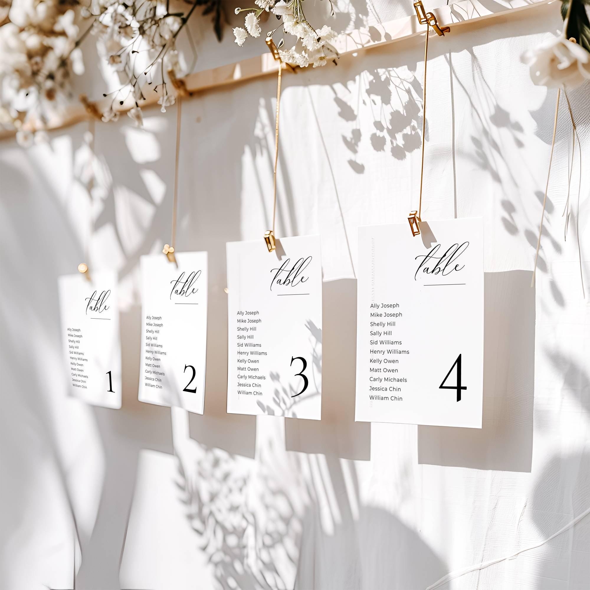 Assignment Card Layout Wedding Seat Assignment Cards, Mirror Seating Plan Template, Wedding ...