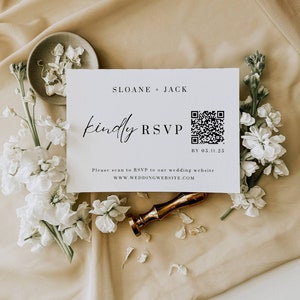 QR Code Wedding Invitation RSVP Template, Minimalist Qr Code Response Card Modern Wedding rsvp Insert Card Digital DOWNLOAD rsvp online AT05