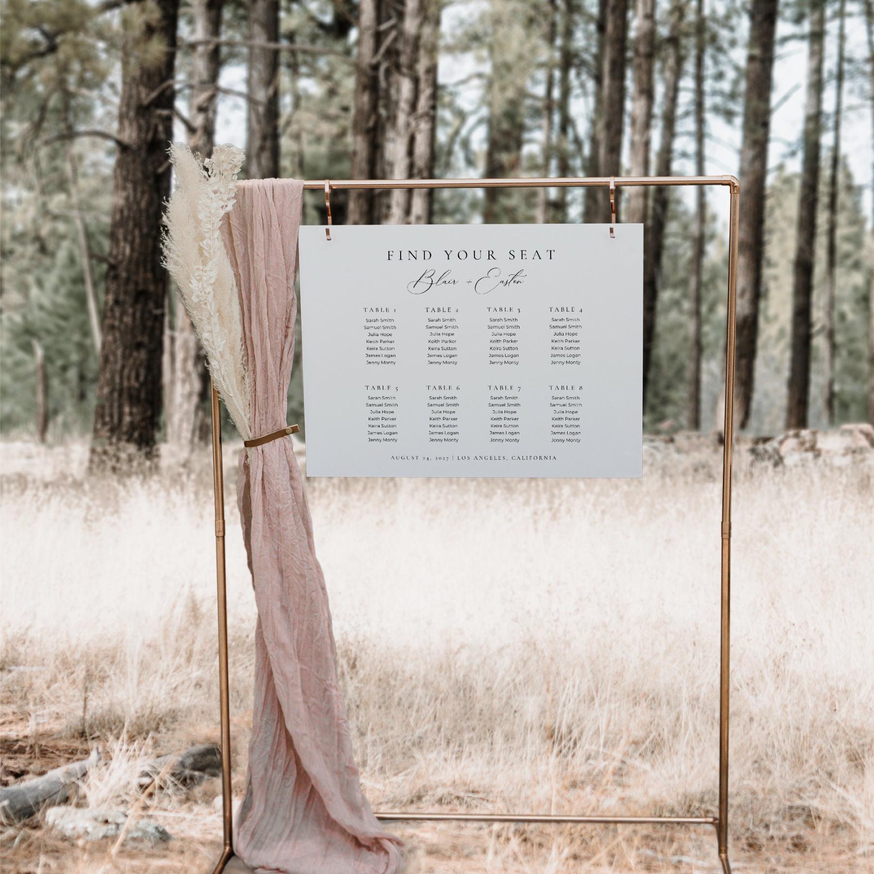 Seating Chart Template 8 Tables, Editable Wedding Seating Plan ...