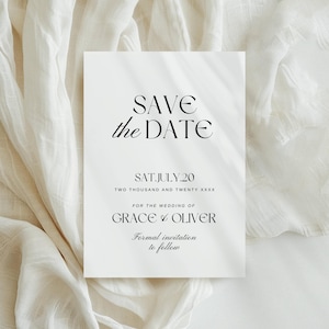 Moderne Save the Date Vorlage Canva, Minimale Save the Date Karte, bearbeitbare Hochzeitseinladung, Luxe Hochzeitseinladung - AT24