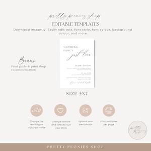 Intimate Wedding Invitation Template, Modern Intimate Ceremony Invite, Micro Wedding Invitation, Nothing Fancy Just Love, Boho Editable AT10 image 6