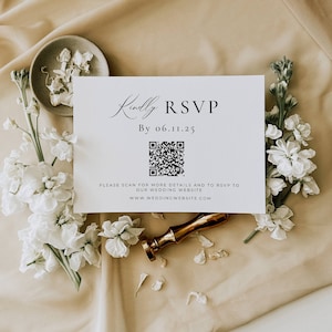 Minimalist Wedding Invitation Bundle Qr Code, Minimal Invitation Template Set, Modern Invite Suite, Elegant Online Rsvp, Details Card AT10 image 5