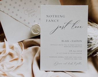 Intimate Wedding Invitation Template, Modern Intimate Ceremony Invite, Micro Wedding Invitation, Nothing Fancy Just Love, Boho Editable AT10