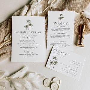 Hochzeits-Set Mexiko, Hochzeitsort Hochzeit lädt elegant, Strandhochzeit, Einladungsset, Tropisch einladen Vorlage Download AT23