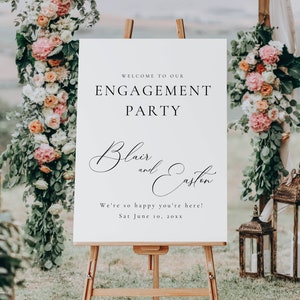 Modern Engagement Party Welcome Sign Template, Minimal Engagement Welcome Poster, Wedding Welcome Signage Digital Download AT10