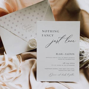Intimate Wedding Invitation Template, Modern Intimate Ceremony Invite, Micro Wedding Invitation, Nothing Fancy Just Love, Boho Editable AT10