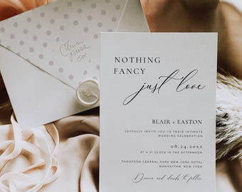 Intimate Wedding Invitation Template, Modern Intimate Ceremony Invite, Micro Wedding Invitation, Nothing Fancy Just Love, Boho Editable AT10