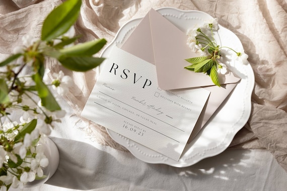 Wedding RSVP Card Template | Modern Wedding RSVP Insert Cards | Classic Printable Wedding Reply Card | Minimalist Response Card | AT02