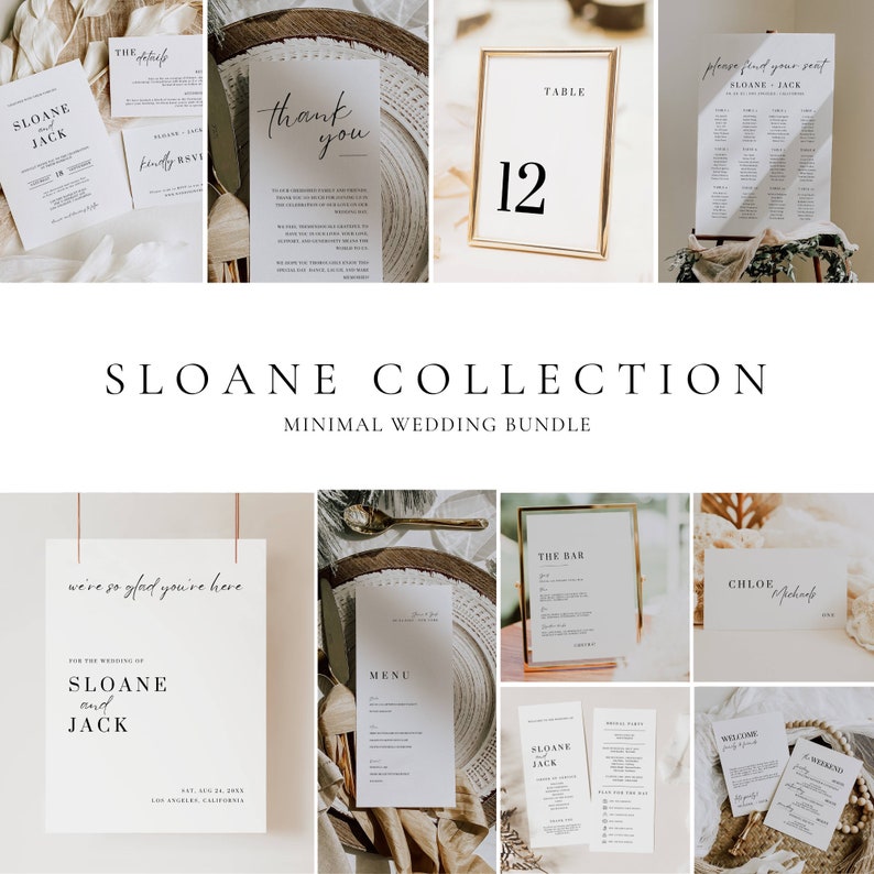 Wedding Bundle Template Collection, Minimal Reception Signs Package ...