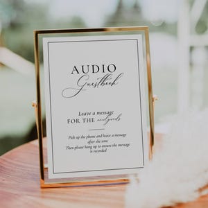 Audio Guestbook Phone Sign, Telephone Wedding Sign Template, Printable Guest Book Alternative Sign, Voicemail Guestbook Sign Canva AT10