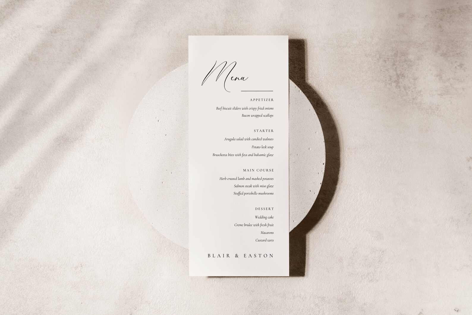 Script Wedding Dinner Menu Template, Elegant Table Menu Card, Classic ...