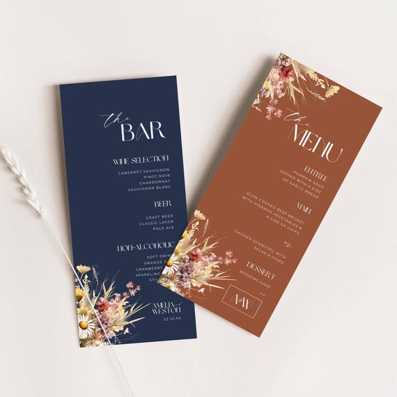 Terracotta Wildflower Menu Card