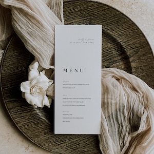 Modèle de menu de mariage moderne | Menu simple pour le dîner TÉLÉCHARGEMENT IMMÉDIAT | Signalétique de mariage classique | Menu numérique pour réception de mariage | AT02