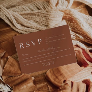 Terracotta Wedding RSVP Insert Card | Printable Boho Invitation | Burnt Orange RSVP Enclosure | Response Card Download | Rust Invite | AT03