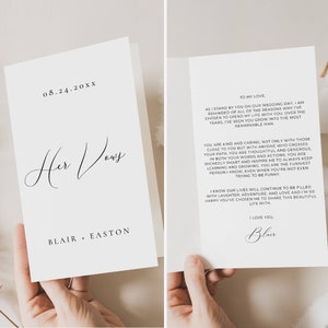 Libro de votos matrimoniales para ella, plantilla de votos matrimoniales para ella, libro de votos matrimoniales personalizado para la novia, folleto de recuerdo de votos imprimible AT10