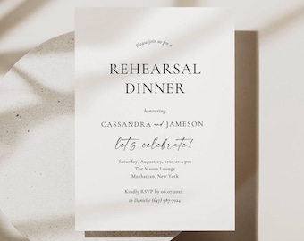 Modelo de convite para jantar de ensaio, convite para festa de ensaio de casamento, cartão para download digital AT32