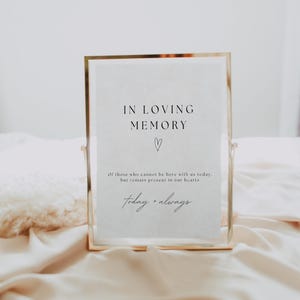 In Loving Memory Sign For Wedding, Memorial Table Sign Template Canva, Printable Memory Table Decor AT02