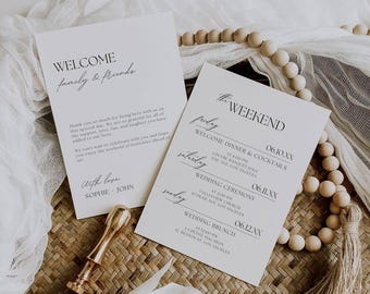 Itinerary Weekend Events Card Wedding, Welcome Bag Note Template, Destination Wedding Weekend Timeline, Digital Download AT02