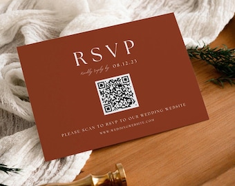Fall Wedding Rsvp Card, Terracotta Response Card Template, Invitation Insert Digital Download AT03