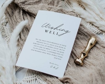Wedding Wishing Well Card Template, Modern Money Gift Poem Ideas, Printable Enclosure Card Invitation, A Note On Gifts INSTANT DOWNLOAD AT02