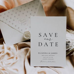 Minimal Save Our Date Invitation Digital Download, Modern Save The Date Invite Card Template, Wedding Announcement Invitation Canva -AT14 image 2