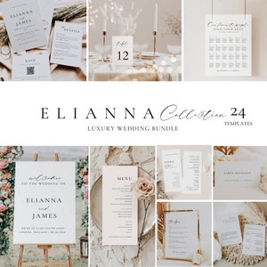 Tag der Hochzeit Signage Bundle, minimalistische Hochzeitstag Zeichen, bearbeitbare Empfangsschildvorlagen, DIY-Empfangstischdekor Download - AT14