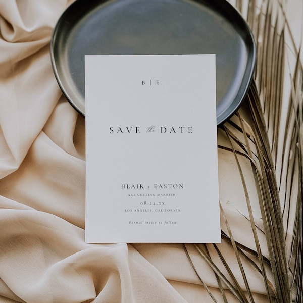 Minimal Wedding Save the Date Invite Template Canva, Minimalist Save the Date Invitation Download, Modern Save Our Date Cards Printable AT10