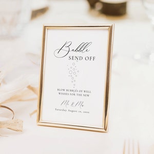 Bubbles Schild für Hochzeitszeremonie, Bubble Senden Off Schild Vorlage, Jungvermählten Senden Off Schild Bearbeitbar, Moderne Hochzeit Bubble Bar Beschilderung-AT10