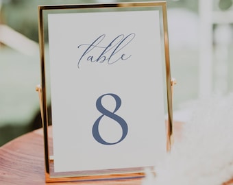 French Blue Table Numbers, Dusty Blue Wedding Table Sign, Table Number Signage Template, Light Blue Decor Sign Digital AT09
