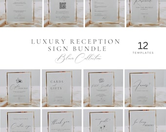 Wedding Reception Signs Templates Bundle, Minimalist Wedding Sign Package, Modern Script Custom Sign Canva EDITABLE Table Signage Decor AT10