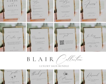minimal reception signs template bundle, Wedding Signage Template Package, Elegant Table Sign Decor, Editable Custom Wedding Signs -AT10