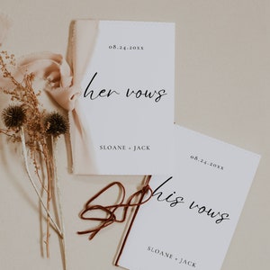 Libros de votos para él y para ella, plantilla moderna y personalizada para libros de votos matrimoniales, nuestro folleto de votos matrimoniales, juego de tarjetas de votos para novios AT05