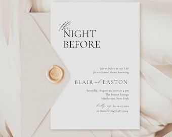 The Night Before Rehearsal Invite, Printable Wedding Rehearsal Dinner Invitation, Digital Invitation Card Template AT10