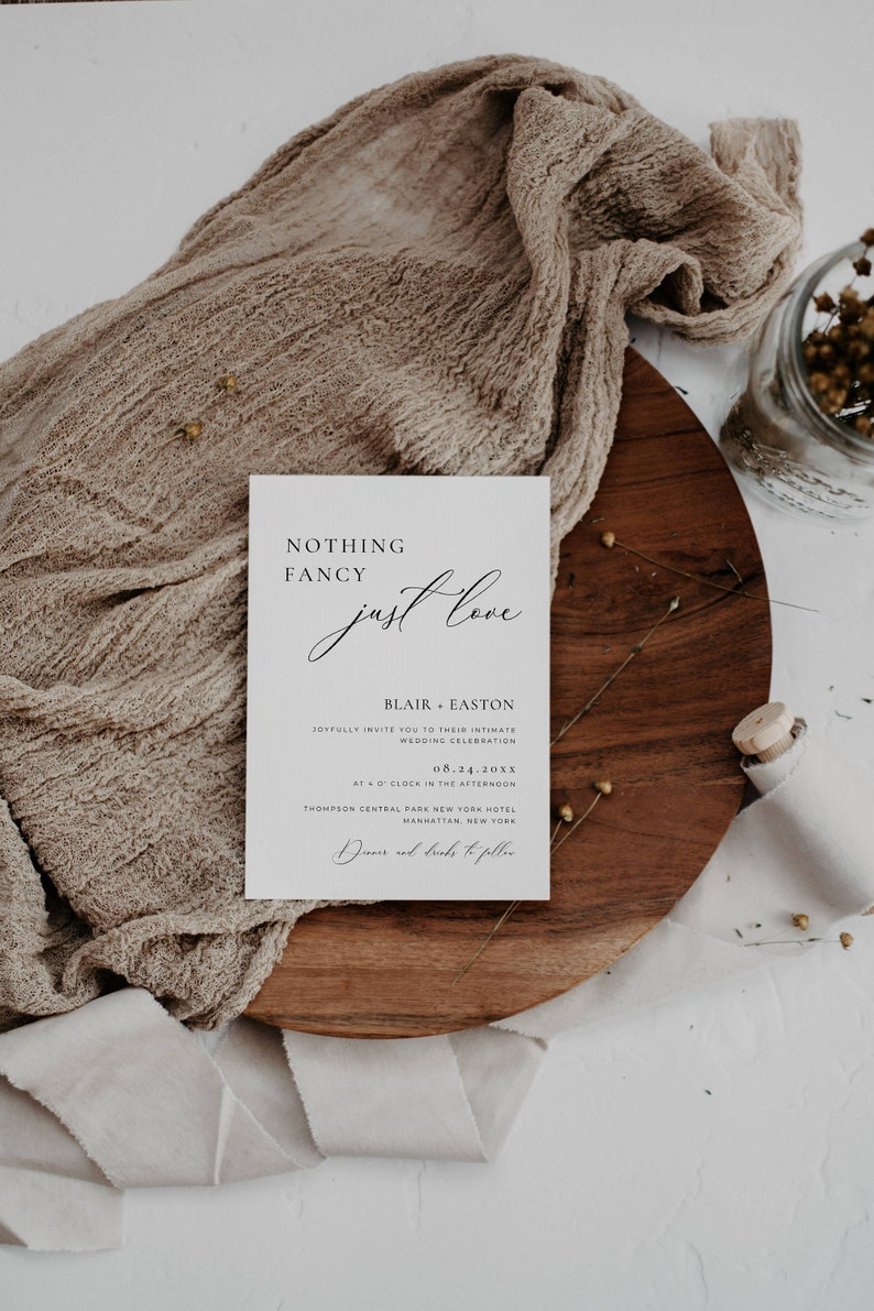 Intimate Wedding Invitation Template, Modern Intimate Ceremony Invite, Micro Wedding Invitation, Nothing Fancy Just Love, Boho Editable AT10 image 5