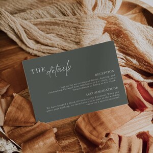 Sage Small Wedding Details, Sage Green Wedding Details Insert Card, Modern The Details Enclosure, Minimalist Info Card Canva Template AT06