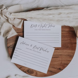 Wedding Advice and Date Night Ideas Cards, Marriage Advice Card for Newlyweds, Advice and Well Wishes Template For Bride and Groom -AT05