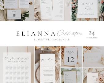 Wedding Sign and Reception Sign Bundle, Luxury Signage Template Bundle, Elegant Stationery Package Editable, Diy Day of Wedding Signs - AT14