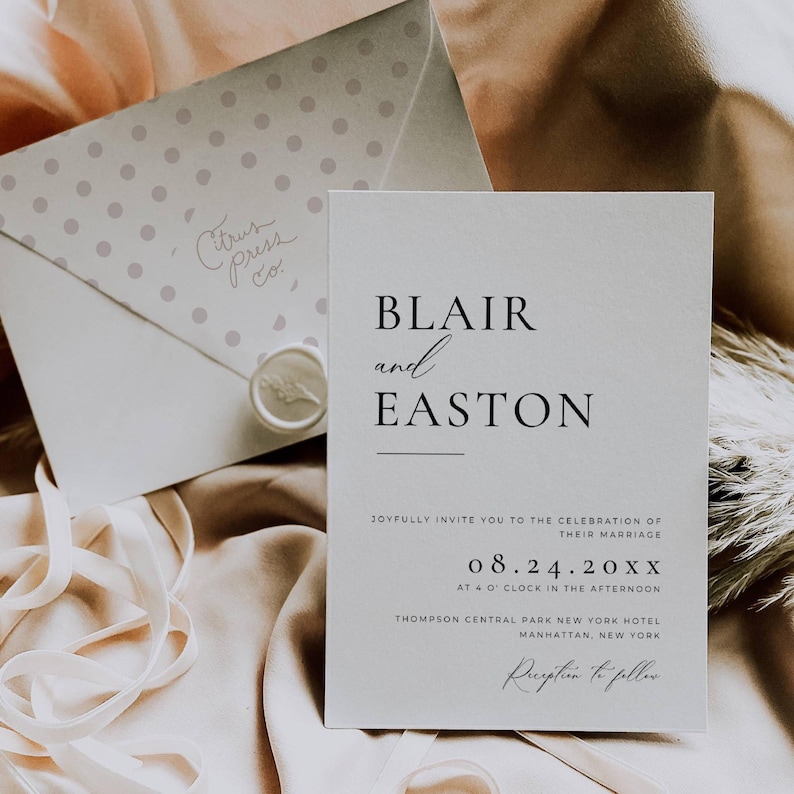 Paquete de invitaciones de boda minimalistas con código QR, plantillas de invitación minimalistas, paquete de invitaciones modernas, confirmación de asistencia en línea elegante, tarjeta de detalles AT10 imagen 3