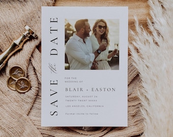 Save The Date Template Canva Photo, Wedding Save the Date with Picture, Modern Save Our Date Card, Wedding Announcement Invitations AT10