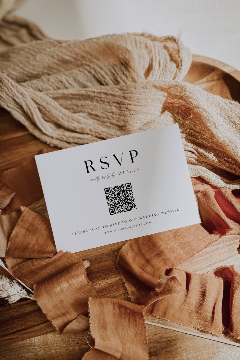 QR Code Wedding Invitation RSVP Template, Modern Wedding Rsvp Insert ...