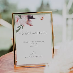 Cards and Gifts Sign Wedding Floral, Gifts Table Sign Template, Wildflower Wedding Sign Digital, Minimalist Garden Reception Signage AT15