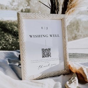 Qr Code Hochzeit wünschen gut Zeichen Vorlage, modernes Flitterwochen Fund Zeichen, Hochzeit Venmo Zeichen Qr Code, Hochzeit Geldgeschenk Signage AT14
