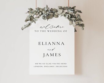 Modern Wedding Welcome Sign Downloadable, Elegant Welcome Wedding Poster Template, Minimal Reception Welcome Board Signage -AT14